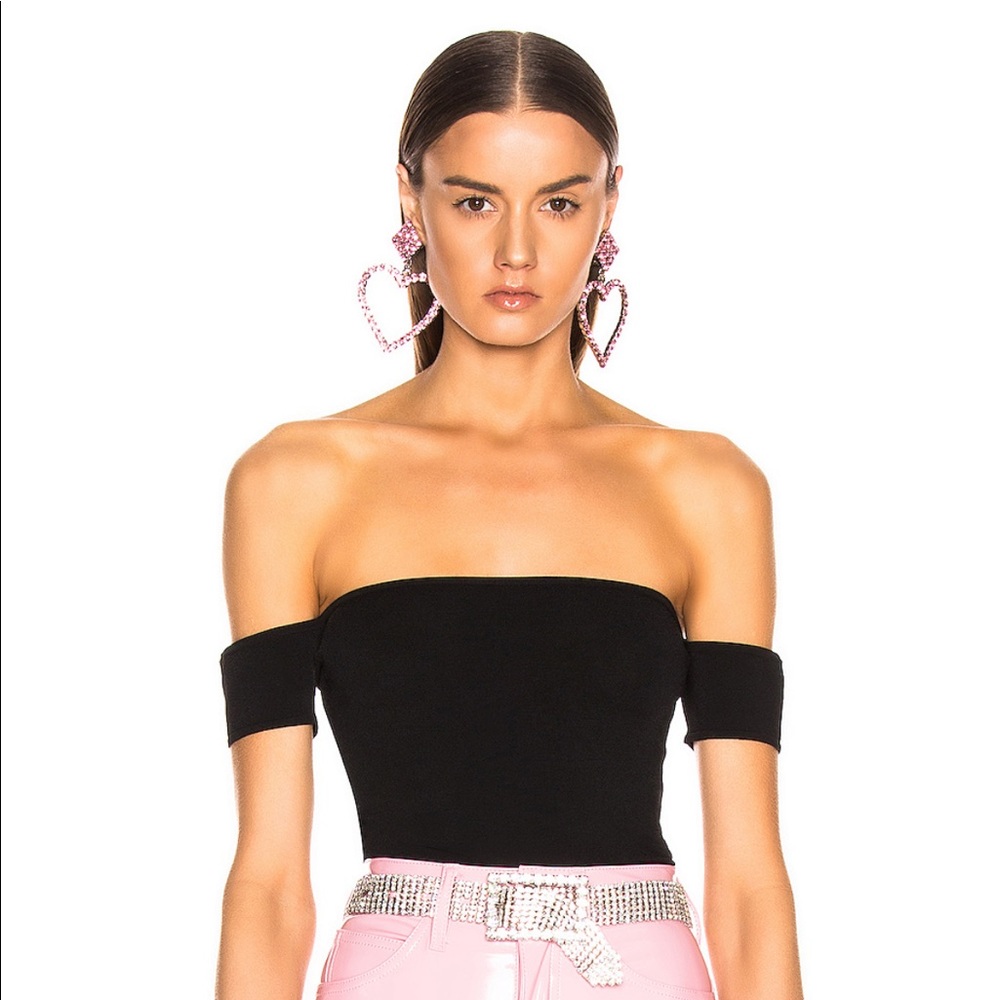 For Love And Lemons Black Off-Shoulder Crop Top